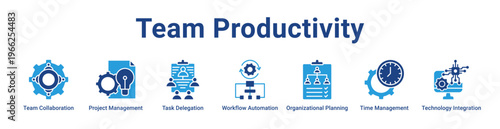 Team Productivity Icon Banner and Collection