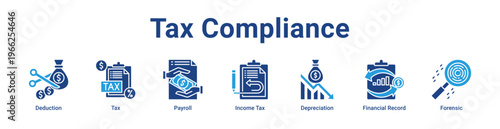Tax Compliance Icon Banner and Collection