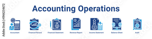Accounting Operations Icon Banner and Collection