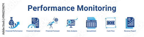 Performance Monitoring Icon Banner and Collection