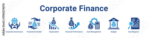 Corporate Finance Icon Banner and Collection