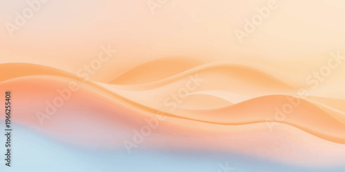 Abstract orange wave background featuring a soft flowing silk texture with gold and pink light curves in a motion pattern vector illustration