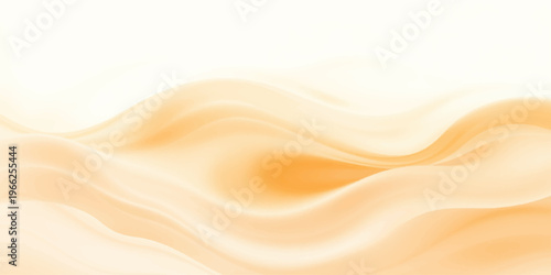 Abstract golden liquid wave background featuring smooth silk satin texture and flowing curves in a soft yellow design