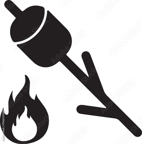 Marshmallow roasting over a campfire icon