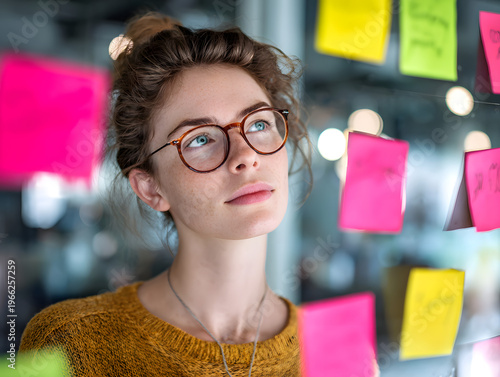 brainstorming startup strategy on a glass board