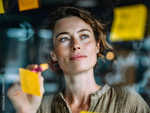 brainstorming startup strategy on a glass board