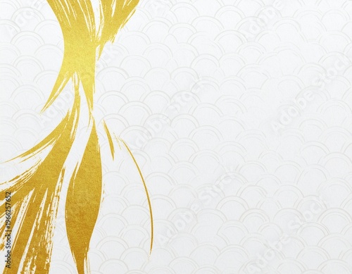 Japanese Style Background with Gold Brushstroke Art