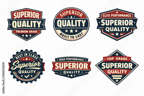 Superior quality badges collection providing premium grade, high performance, top-grade, and best in class distinction