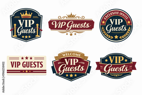 Vip guests logos and banners collection for exclusive events, premium service, important people, and special access