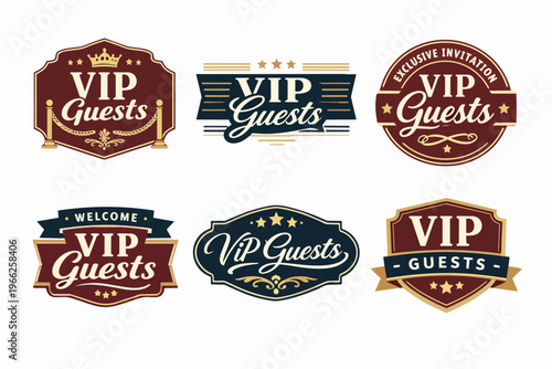 Vip guests badge collection offering premium event access, exclusive invitations, and luxury membership logos