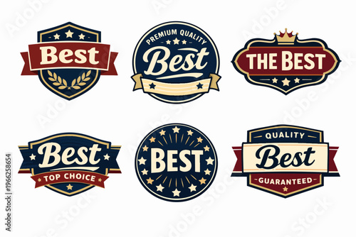Best choice quality badges in vintage retro style for premium product guarantee and top value selection
