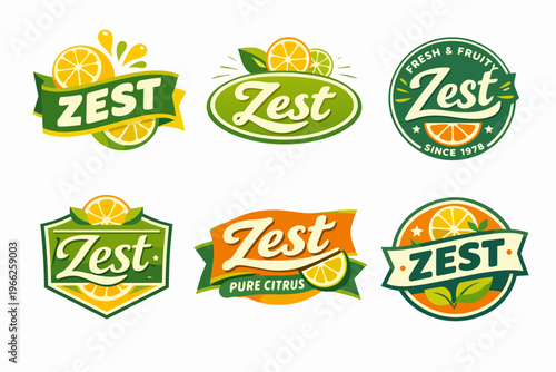 Citrus fruit zest food products brand identity design creating labels, badges, and emblems