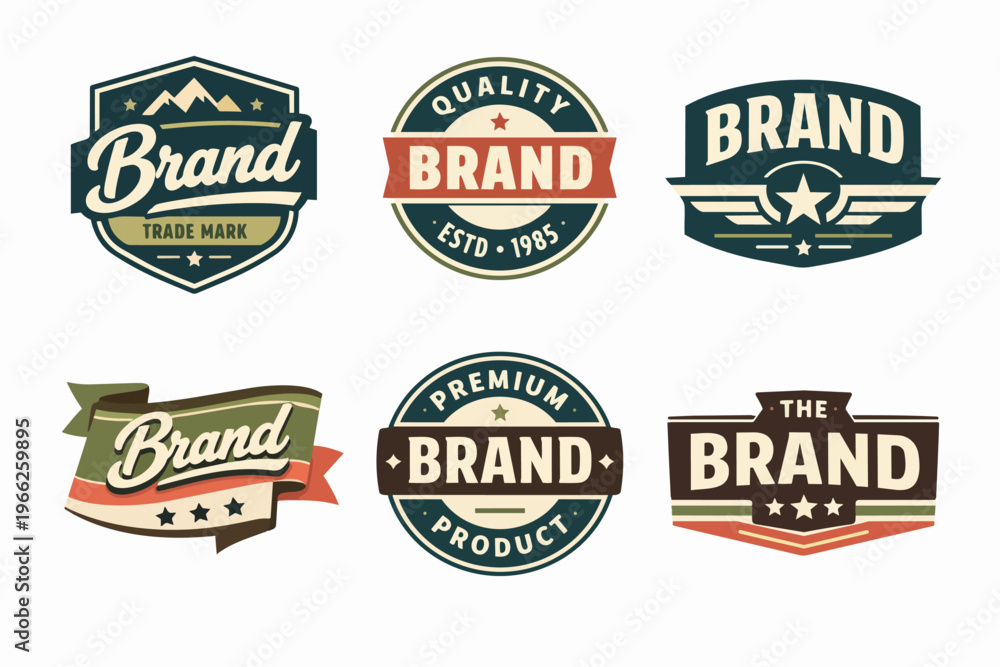 Fototapeta premium Vintage brand labels and emblems creating an aged design style with retro elements and quality product concepts