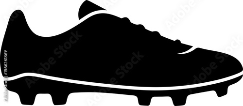 Classic Soccer Cleat Side View Black Silhouette Icon