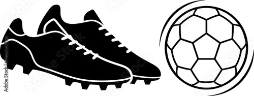 Soccer Cleats with Ball Icon Sports Equipment Silhouette