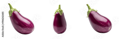Foto Eggplant (Solanum melongena) purple glossy fruit vegetable isolated on white bac