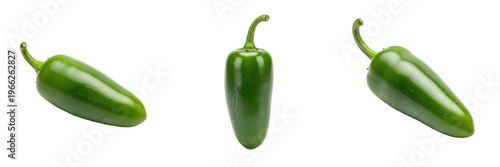 Photos Jalapeno pepper (Capsicum annuum) medium hot green chili isolated on white backg