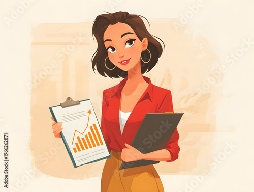 holding clipboard with rising stock trend chart