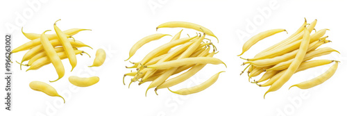 Tableau sur toile Yellow wax beans (Phaseolus vulgaris) slender golden snap beans vegetable isolat