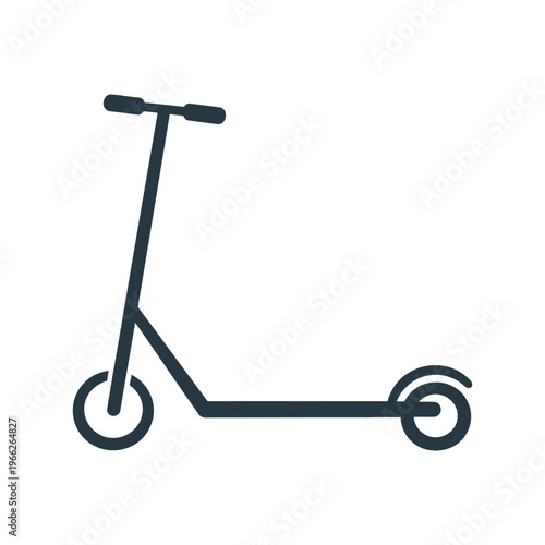 Simple black outline icon of a kick scooter for urban transportation and outdoor fun