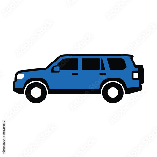 Blue suv icon isolated on white background for automotive design projects and travel concepts