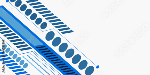 Spanduk abstrak geometris biru, abu-abu dan hitam. Latar belakang vektor hi-techPrint