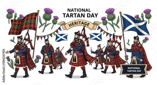 Celebrate National Tartan Day with Scottish Heritage and bagpipe music parade