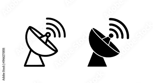 Vector illustration of satellite dish icon set, communication antenna symbol, vector illustration on a transparent background