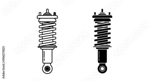 Vector illustration of car shock absorber icon set, suspension strut vector illustration on a transparent background