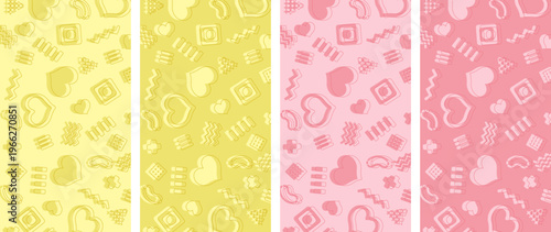 パステルカラーとハートのパターンがかわいいスマホ壁紙のセット