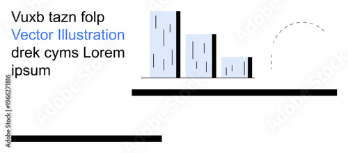 Data analysis, growth trends, business planning, infographic design, statistics, progress tracking. Abstract bar graph with varying heights and minimal design lines. Growth trends and business