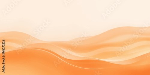 Abstract vector illustration of a golden desert landscape featuring orange sand dunes and heat waves under a hot summer sun in a textured Sahara nature design