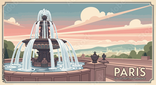 Illustration of a fountain in Paris.
