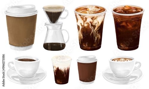 Fotografija Variety of coffee drinks illustrated