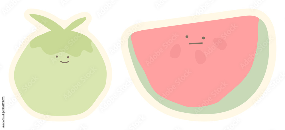 Fototapeta premium Cute cartoon fruit stickers