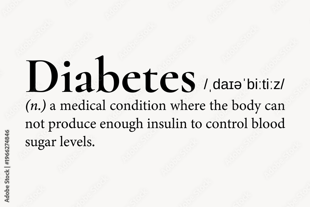 Obraz premium Diabetes definition, dictionary word typography