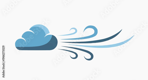 A vector graphic illustration of a blue cloud with wind blowing out