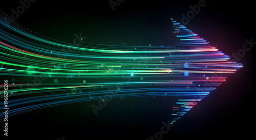 A vibrant display of colorful light trails against a dark background