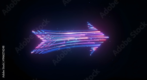 Futuristic light trails forming an abstract, dynamic geometric shape in darkness
