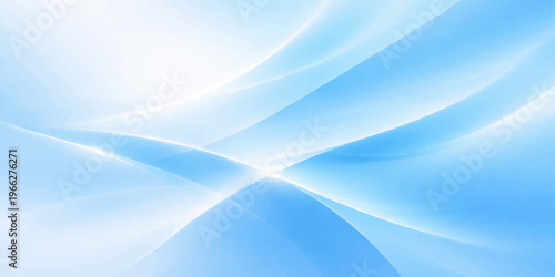 An abstract blue background featuring smooth flowing waves and curved lines creates a sleek motion design with a soft gradient texture and elegant fractal patterns