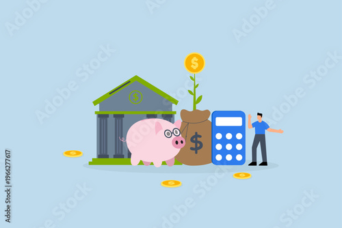 financial planning professional, businessman financial advisor with savings pig and money sack
