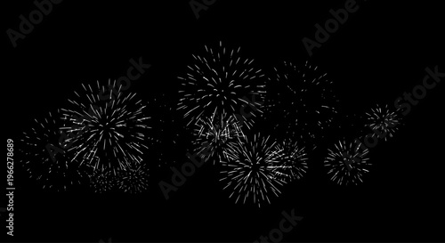 White Fireworks Bursts Against a Dark Night Sky, Creating a Vibrant Festive Display for Celebration, New Year's Eve, and Special Events.