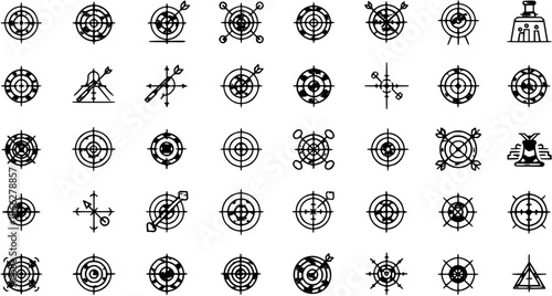 Target Icons: Vector Set of Goals, Accuracy, and Success Symbolism