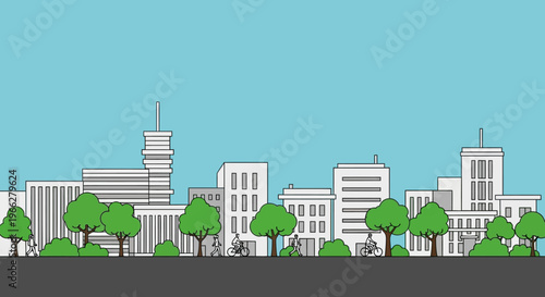 City Skyline with Modern Office Buildings.