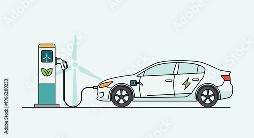 Electric Car Charging At Station 1.