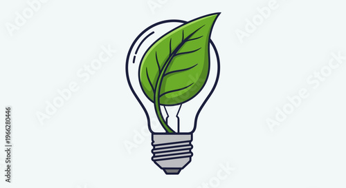 Green leaf inside light bulb eco.