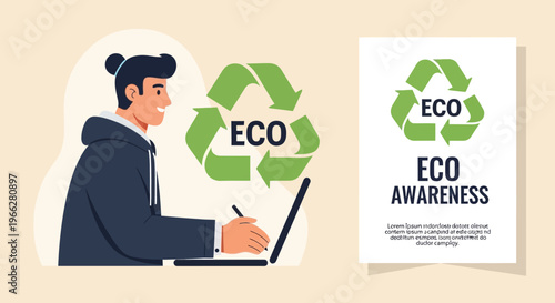 Man Promoting Eco Awareness Concept.