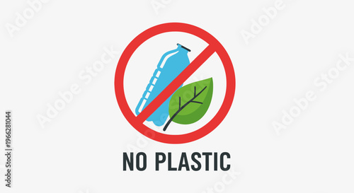 No Plastic Sign with Leaf.