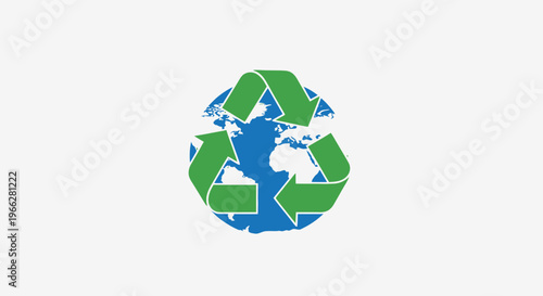Recycling symbol with earth inside.