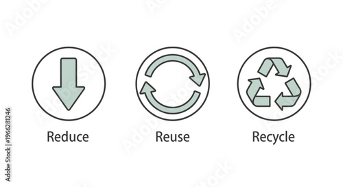 Recycling symbols for reduce reuse recycle.